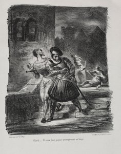 الرسوم التوضيحية لـ Faust: Méphistophélés و Faust يهربان بعد المبارزة ، 1828. بواسطة فرديناند فيكتور يوجين ديلاكروا
