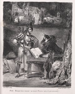 الرسوم التوضيحية لـ Faust: Méphistophélés يزور Faust ، 1828. بواسطة فرديناند فيكتور يوجين ديلاكروا