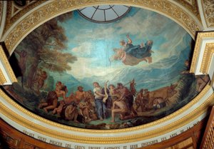 يأتي Orphee لشرطة اليونانيين الذين لا يزالون متوحشين ويعلمون فنون السلام في Fresco بواسطة Eugene Delacroix (1798-1863) يزين قبة مكتبة الجمعية الوطنية (Palais Bourbon) 1843 باريس بواسطة فرديناند فيكتور يوجين ديلاكروا