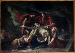 Pieta أو "" Deploration "" لوحة ليوجين ديلاكروا (1798-1863) 1844 صن. 3.55 × 4.75 م كنيسة القديس دوني دو القديس المقدس في باريس. بواسطة فرديناند فيكتور يوجين ديلاكروا