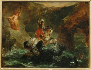 القديس جورج يصارع التنين, dit aussi Persee delivrant Andromede - القديس جورج يصارع التنين ... بواسطة فرديناند فيكتور يوجين ديلاكروا