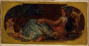 رسم تخطيطي لصالون السلام في قاعة مدينة باريس: مينيرف، ما بين عامي 1849 و1852 (زيت على قماش) بواسطة فرديناند فيكتور يوجين ديلاكروا