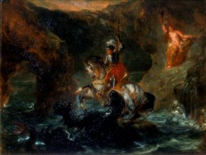 سانت جورج يقاتل التنين أو بيرسيوس يسلم أندروميدا ، 1847 بواسطة فرديناند فيكتور يوجين ديلاكروا