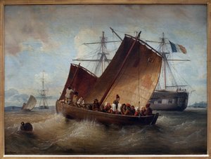 قارب بلوجاستيل. لوحة لفرديناند بيرو (1808-1841). زيت على قماش