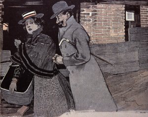 رجل يتحرش بشابة. رسم إيضاحي لـ F. Von Reznicek في: Simplicissimus ، ألمانيا