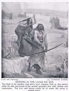 الصيد في العصر الجليدي اللاحق ، توضيح من "تاريخ الأمم لهتشينسون" ، ج .1910 بواسطة فرناند كورمون