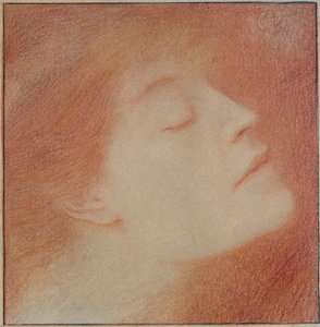 رأس امرأة 1892 (طباشير على ورق) بواسطة فرناند خنوف