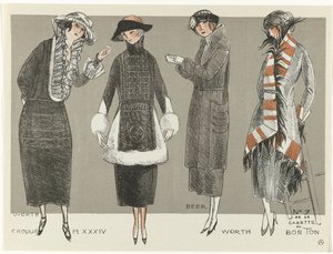 جازيت دو بون تون ، 1920 - رقم 7 ، Croquis Pl XXXIV: Worth / Beer / Worth (العنوان على الكائن)