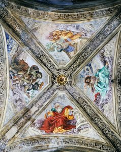 Frescoes by Filippino Lippi (1457-1504) on the dome, Strozzi Chapel. Church of Santa Maria Novella, Florence. Italy