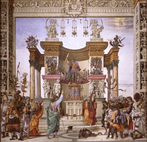 القديس فيليب يطرد الشيطان من معبد المريخ ، الجدار الجنوبي لمصلى Strozzi ، c.1497-1502 (انظر 208286) بواسطة فلبيني ليبي