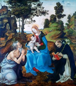 العذراء والطفل مع القديسين جيروم ودومينيك ، c1485