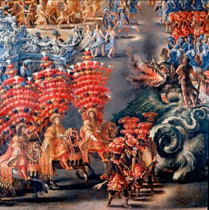 Fete في Palazzo Barberini تكريما لكريستين دي سويدي (كريستينا دي سفيزيا) ، في 28/02/1656 التفاصيل. رسم فيليبو لوري (1623-1694) وفيليبو غالياردي (توفي عام 1659). القرن السابع عشر روما ، متحف روما