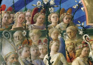 Incoronazione Maringhi أو تتويج العذراء بواسطة Filippo Lippi (حوالي 1406-1469) ، تمبرا على خشب ، 200 × 287 سم ، التفاصيل بواسطة فيليبو ليبي