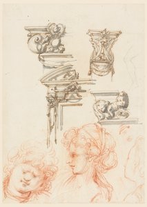 التفاصيل المعمارية وثلاثة رؤوس بواسطة Filippo Marchionni