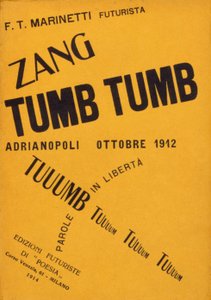 غلاف كتاب فيليبو توماسو مارينيتي "Zang Tumb Tumb" من عام 1912. مجموعة خاصة ميلان