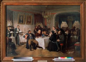 مأدبة جنازة التاجر - لوحة رسمها Firs Sergeevich Zhuraviev (1836-1901) ، زيت على قماش ، حوالي عام 1870 ، الفن الروسي في القرن التاسع عشر - معرض الدولة تريتياكوف ، موسكو