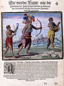 صفحة من كتاب "رحلات صغيرة ، بالألمانية ، الجزء الأول: بيغافيتا كونغو" ، 1597 بواسطة المدرسة الفلمنكية