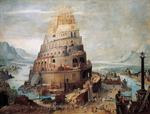 Construction of the Tower of Babel (oil on panel)