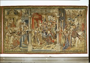 بنو ديفيدس أمنون وأبشالوم يعلنان الحرب على بعضهما البعض ، نسيج داود وبثشبع ، c.1510-15 بواسطة المدرسة الفلمنكية