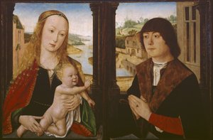 Diptych - العذراء والطفل والمتبرع ، c.1490-1500 بواسطة المدرسة الفلمنكية