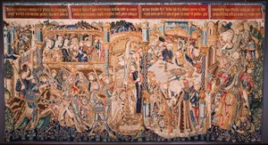 نسيج فلمنكي. سلسلة تاريخ طيبة (De geschiedenis van Thebe-La Historia de Tebas): Tidio and Polyneses (Tideus en Polineikes ، Tidio y Polyneces). حوالي 1490-1500. بواسطة المدرسة الفلمنكية