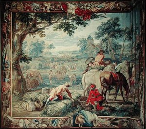 الحصاد ، من سلسلة 'The Military Science' ، ورشة عمل Judocus de Vos ، حوالي 1715 - 24 (نسيج) بواسطة المدرسة الفلمنكية