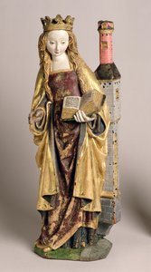 سانت باربرا ، مدرسة ميكلين ، c.1500 (متعدد الألوان وخشب البلوط المذهب)