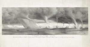 ووترهوزين أوب زي بيج صقلية ، 1827 ظاهرة Waterspouts ، التي لوحظت في بحر صقلية ، على مرأى من سترومبولي ، 27 يونيو 1827 (العنوان على الجسم) بواسطة فيليكس أشيل بوبل القديس أولير