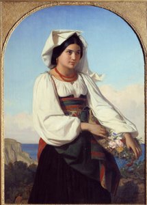 فتاة شابة ترتدي رسمًا على الزهور رسمها فيليكس جوزيف بارياس (1822-1907) 1846 نانت ، متحف الفنون الجميلة