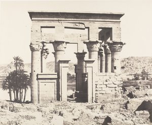 جزيرة Fileh Philæ ، مبنى من الشرق - الواجهة الغربية - منظر من P ... ، 1851-52 ، طبع 1853-54.