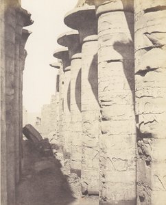 الكرنك طيبة ، القصر - قاعة الأعمدة - الأعمدة المركزية شوهد من ... ، 1851-52 ، طبعت 1853-54. بواسطة فيليكس تينارد