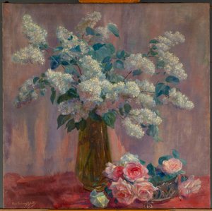 الليلك والورود (زيت على قماش) بواسطة 