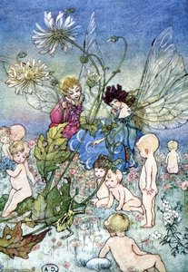 امرأة اليعسوب (الجنية) والقزم محاطان بالأطفال - في "My Fairyland" للمخرج Fiona Malcom ، مرض. فلورنس أندرسون بواسطة فلورنس أندرسون