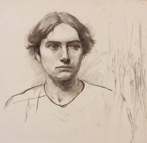 رئيس نموذج لمدرسة فنية ، c.1900 (فحم على ورق) بواسطة فلورانس اليانور شيبرد