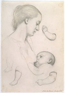 رضاع الرضع - دراسة للأم والطفل مع دراسات منفصلة للذراع والساق للطفل ، 1848 بواسطة فورد مادوكس براون