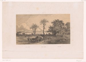 عربة المزرعة مع الثيران في المناظر الطبيعية المجرية مشهد في المجر / Ungarische Landschaft / Paisage Húngaro (العنوان على الكائن) شخصيات في منظر طبيعي (عنوان السلسلة)