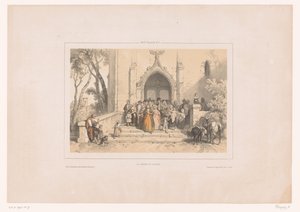 يغادر رواد الكنيسة الكنيسة بعد الخدمة La Sortie de l