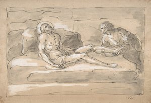 حزن المسيح الميت على المجدلين الذي يبجل جراح قدميه ، 1787-1863. بواسطة فورتوناتو دورانتي