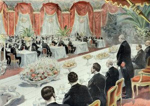 عشاء أقامه ممثلو التجارة والصناعة لفيليكس فور عام 1897 (نقش) بواسطة فورتشن لويس ميول