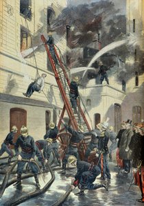 فيليكس فور يحضر تدريب قسم الإطفاء بباريس عام 1898 (نقش) بواسطة فورتشن لويس ميول