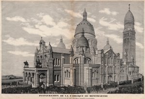 افتتاح كنيسة القلب المقدس في مونمارتر عام 1891 (ظهور النصب كما سيكون بعد اكتماله بالكامل) - نقش ميول في عام 1891 بواسطة فورتشن لويس ميول