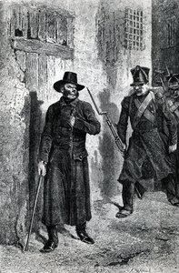 جافرت يطارد Valjean ، توضيح من "البؤساء" بقلم فيكتور هوغو ، نشره J. Hetzel ، 1865 (نقش الخشب)