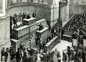 فيكتور هوغو (1802-1885) في غرفة الأقران ، ج. 1885 بواسطة فورتشن لويس ميول