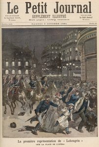 أعمال شغب في باريس تعترض على أداء "Lohengrin" في قصر Garnier ، من "Le Petit Journal" ، 3 أكتوبر 1891