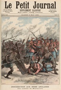 معركة مانيبور ، من "لو بيتيت جورنال" ، 2 مايو 1891 (نقش ملون)