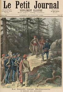اللصوص الكورسيكي ، جاك بيلاكوسكيا ، الاستسلام للشرطة ، من "لو بيتي جورنال" ، 16 يوليو 1892 (لون ليثو) بواسطة فورتشن لويس ميول وهنري ماير