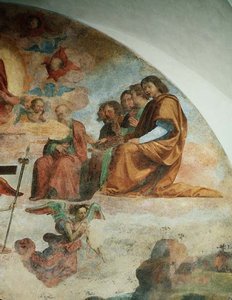 الدينونة الأخيرة ، تفاصيل تصور الرسل على يسار المسيح بواسطة فرا بارتولوميو