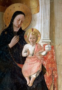 The Madonna of Shadows. Detail, the aureole of Jesus Christ is marked with a cross (fresco, c.1438-1446)