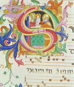 Missal 558 f.73v "S" الأولي التاريخي الذي يصور العرض التقديمي في المعبد (لمزيد من التفاصيل انظر 88931) بواسطة فرا انجيليكو