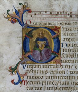 السيدة 531 f.169v تاريخية "D" أولية تصور الملك ديفيد مع قيثاره ، من مزمور من San Marco e Cenacoli بواسطة فرا انجيليكو
